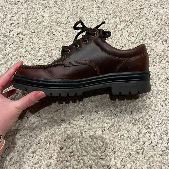 Timberland Leather Lace Up Loafers Shoes Men's Size 7 Brown Waterproof