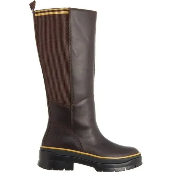 TIMBERLAND Malynn Waterproof Tall Brown Leather Zip Boots Women's Size 8.5 NIB