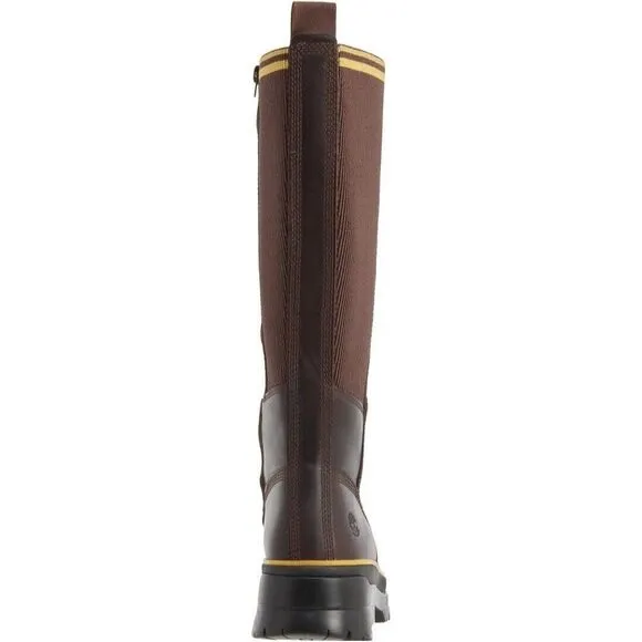 TIMBERLAND Malynn Waterproof Tall Brown Leather Zip Boots Women's Size 8.5 NIB