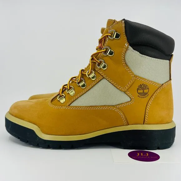 Timberland Mens' 6-Inch Field Boots Waterproof 'Wheat' Leather A18QV Size 9