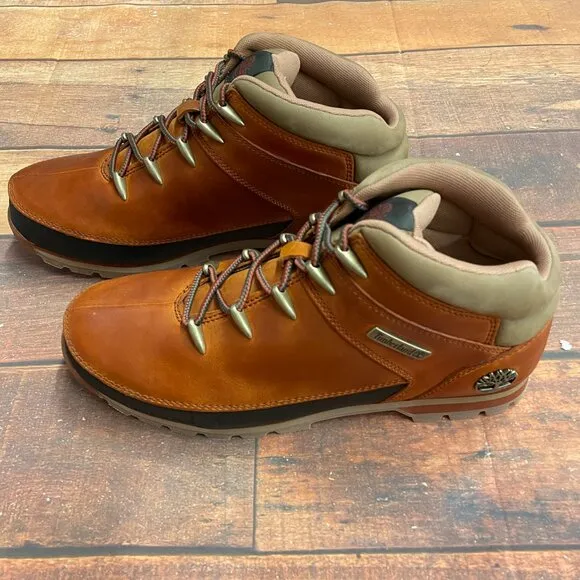 Timberland Men's Euro Sprint Meduim Orange Full Grain Leather Hiking Boots