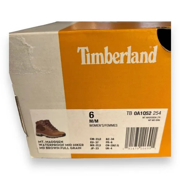 Timberland Men's Mt. Maddsen Waterproof Mid Hiking Boots ( New in Box) -‎ Brown