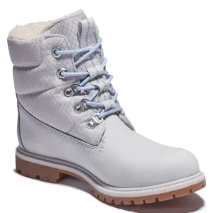 Timberland Premium Puffer Boots Leather Hiker Booties Light Grey Size 10 NEW