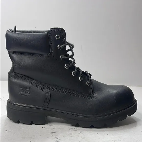 Timberland PRO Black Leather Work Boots with Steel Toe