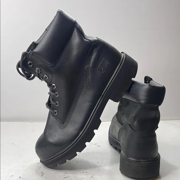 Timberland PRO Black Leather Work Boots with Steel Toe