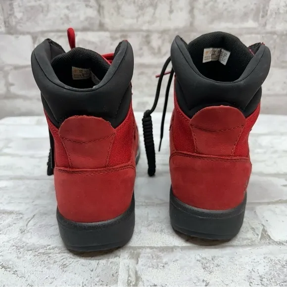 TIMBERLAND red Nubuck Field Boots boy’s 6.5 gold tone limited edition NWOT