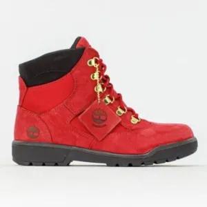 TIMBERLAND red Nubuck Field Boots boy’s 6.5 gold tone limited edition NWOT