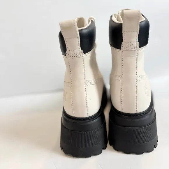 Timberland Sky 6” Platform Lace Up Boots in White Nubuck