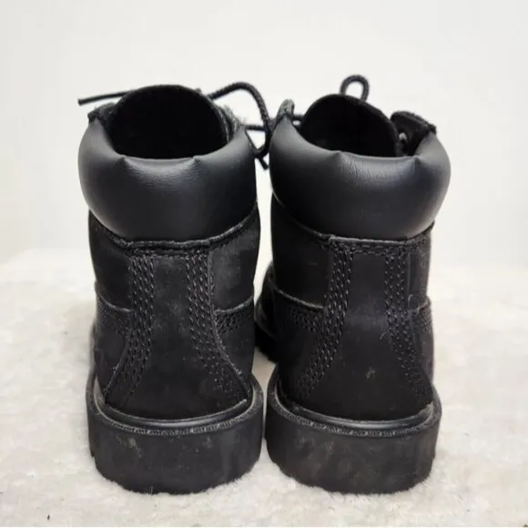 Timberland Unisex Toddler Black Leather Premium 6-Inch Waterproof Boots Size 9T