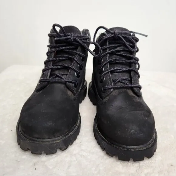 Timberland Unisex Toddler Black Leather Premium 6-Inch Waterproof Boots Size 9T