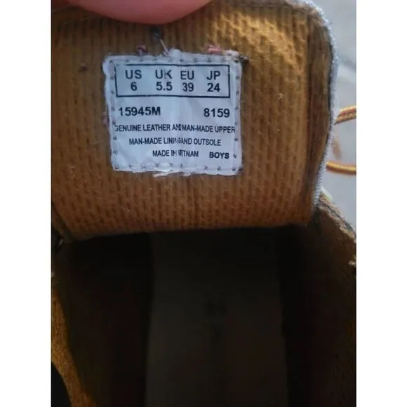 Timberland Youth Field Boot Leather Tan Brown Size 6