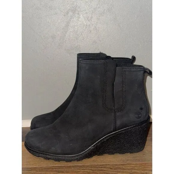 Timberland Amston Chelsea Boots Brown Leather TB0A19AJ Wedge Boots Size 10