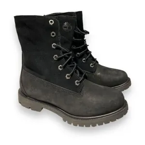 Timberland Boots Womens 6.5 Black Waterproof Roll Fold-Down Teddy Fleece 8149A