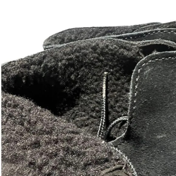 Timberland Boots Womens 6.5 Black Waterproof Roll Fold-Down Teddy Fleece 8149A