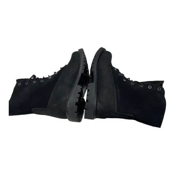 Timberland Boots Womens 6.5 Black Waterproof Roll Fold-Down Teddy Fleece 8149A