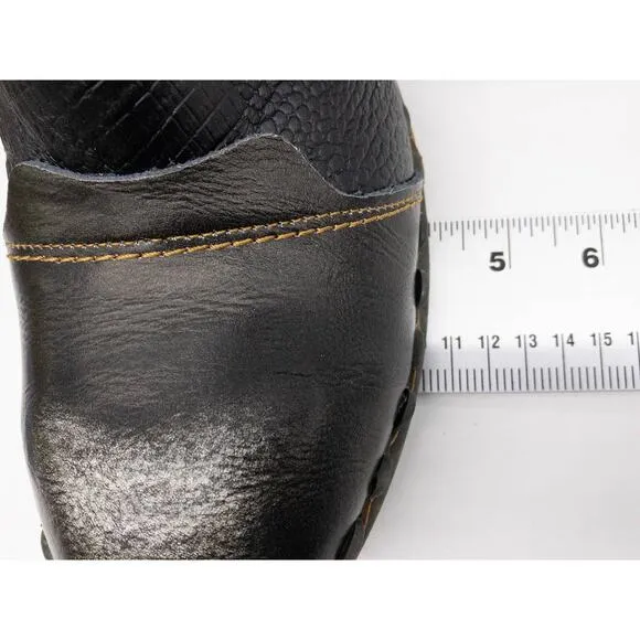 TMA EYES Black Croc Embossed Leather Winter Combat Boots 9.5 Women's