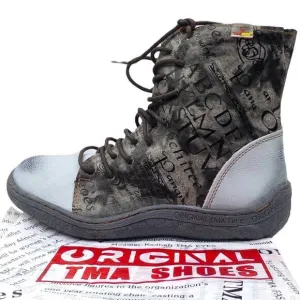 TMA EYES Womens  Lace Up Ankle Boots Leather Patchwork Light Blue 8.5