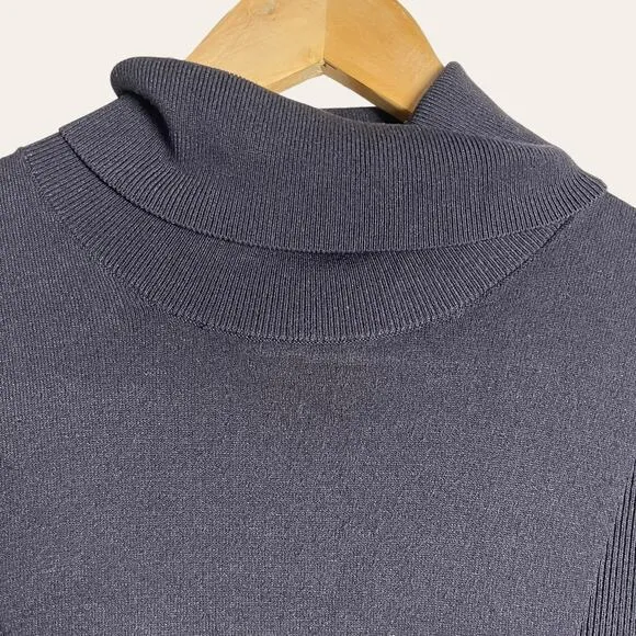 Toccin Dark Gray Ribbed Turtleneck Long Sleeve Midi Sweater Dress L
