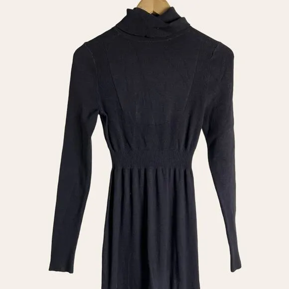 Toccin Dark Gray Ribbed Turtleneck Long Sleeve Midi Sweater Dress L