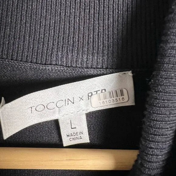 Toccin Dark Gray Ribbed Turtleneck Long Sleeve Midi Sweater Dress L