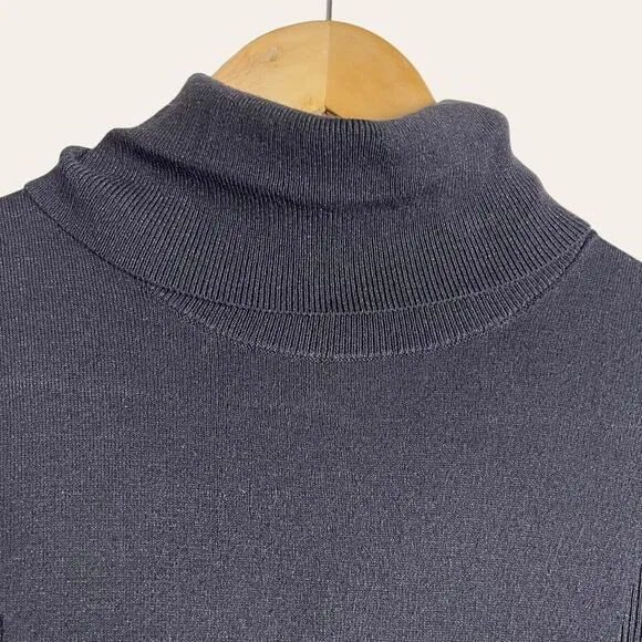 Toccin Dark Gray Ribbed Turtleneck Long Sleeve Midi Sweater Dress L