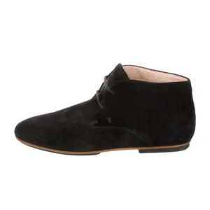 Tod’s beautiful black suede lace up short boots.