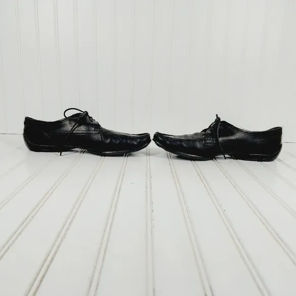 Tod's Black Leather Square Toe Lace Up Men's Dress Shoes Loafers H972