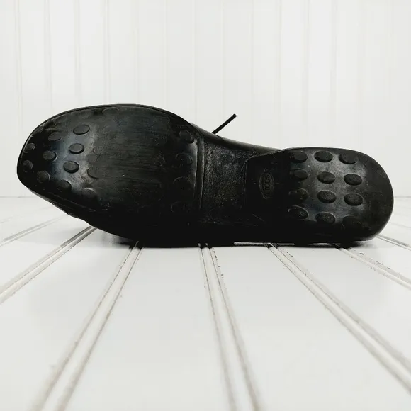 Tod's Black Leather Square Toe Lace Up Men's Dress Shoes Loafers H972