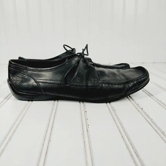 Tod's Black Leather Square Toe Lace Up Men's Dress Shoes Loafers H972