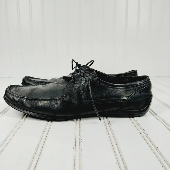 Tod's Black Leather Square Toe Lace Up Men's Dress Shoes Loafers H972