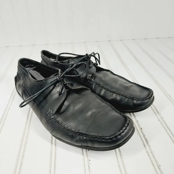 Tod's Black Leather Square Toe Lace Up Men's Dress Shoes Loafers H972
