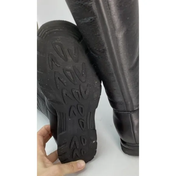 TOE WARMERS SHELTER mid calf leather faux fur boots women Black 10 M