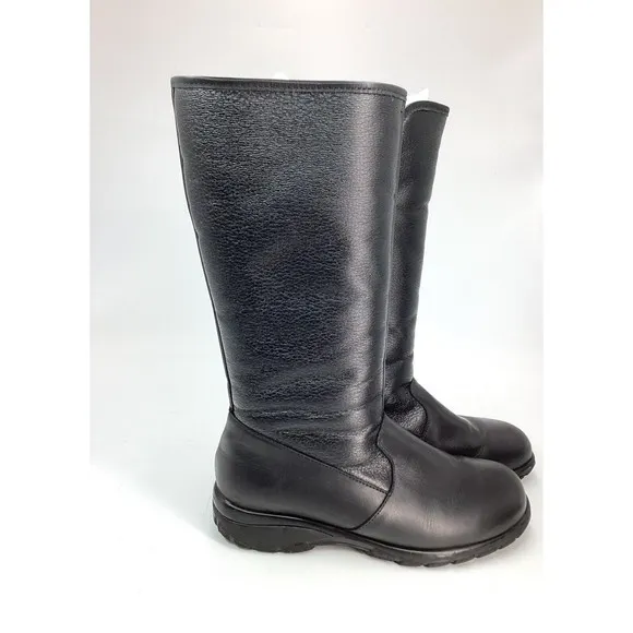 TOE WARMERS SHELTER mid calf leather faux fur boots women Black 10 M