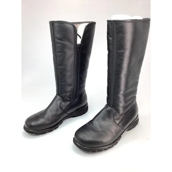 TOE WARMERS SHELTER mid calf leather faux fur boots women Black 10 M