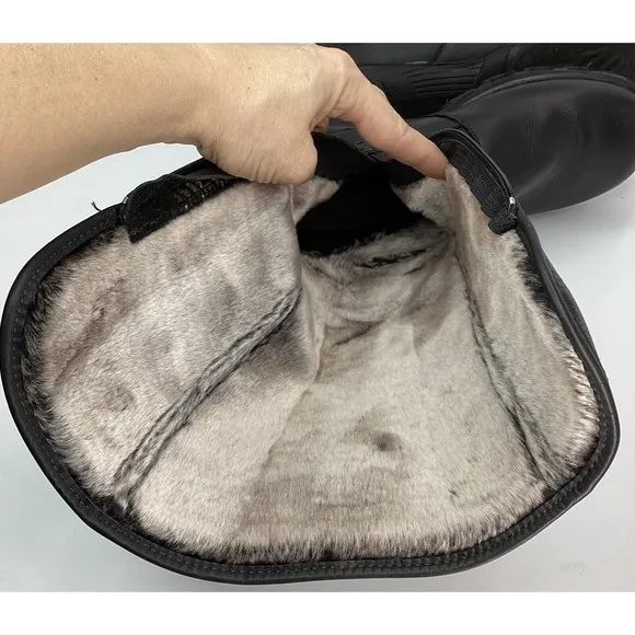 TOE WARMERS SHELTER mid calf leather faux fur boots women Black 10 M
