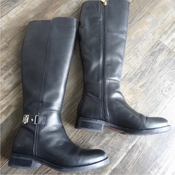 Tommy Hilfiger The Buckle High Boot Knee High Black Boot 6.5