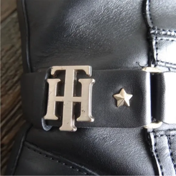 Tommy Hilfiger The Buckle High Boot Knee High Black Boot 6.5