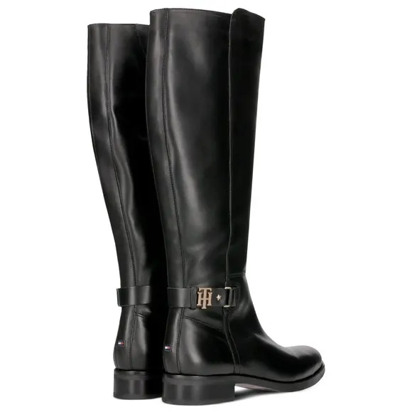 Tommy Hilfiger The Buckle High Boot Knee High Black Boot 6.5