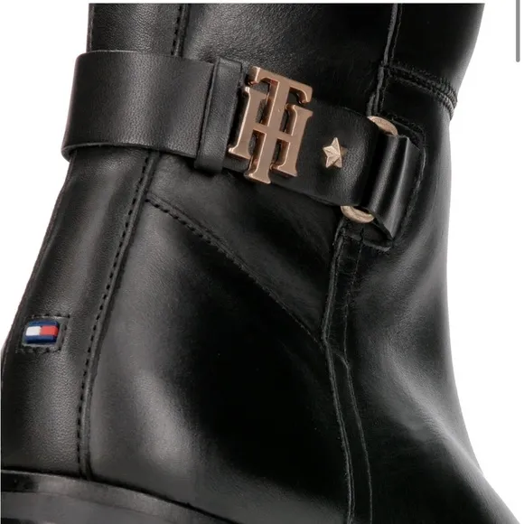 Tommy Hilfiger The Buckle High Boot Knee High Black Boot 6.5
