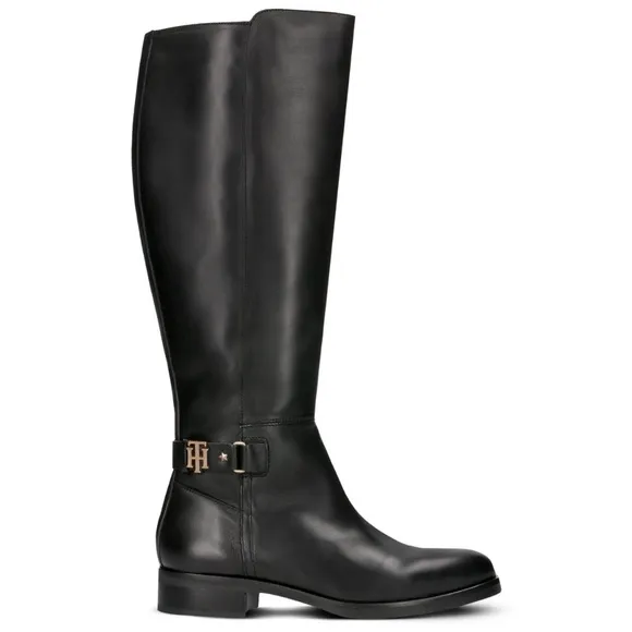 Tommy Hilfiger The Buckle High Boot Knee High Black Boot 6.5
