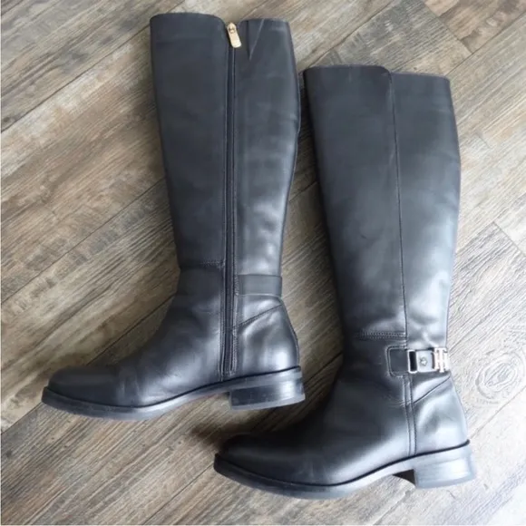 Tommy Hilfiger The Buckle High Boot Knee High Black Boot 6.5