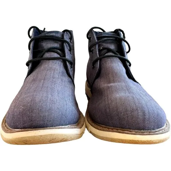 Toms Mens Navi Chukka Boots Blue Ankle Lace Up Breathable Casual Flat Heel 10.5