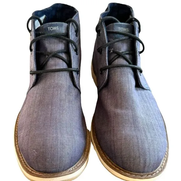 Toms Mens Navi Chukka Boots Blue Ankle Lace Up Breathable Casual Flat Heel 10.5