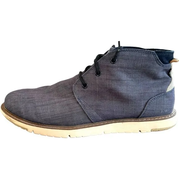 Toms Mens Navi Chukka Boots Blue Ankle Lace Up Breathable Casual Flat Heel 10.5