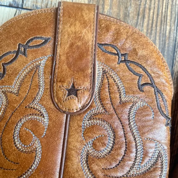 TONY LAMA 6 WOMENS SHORT COWBOY BOOTS LEATHER POINTED TOE GUC CHESTNUT BROWN