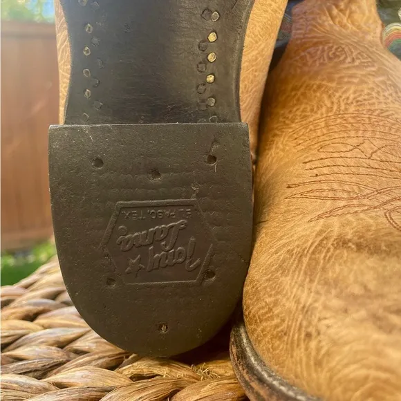 Tony Lama 6184C Two Tone Black &amp; Tan Leather Western Cowboy Boots. Men's Size 10