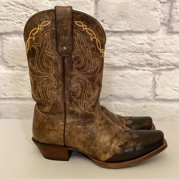 Tony Lama 9B Women’s VF6004 Vaquero Western Boots Leather Wingtip Square Toe