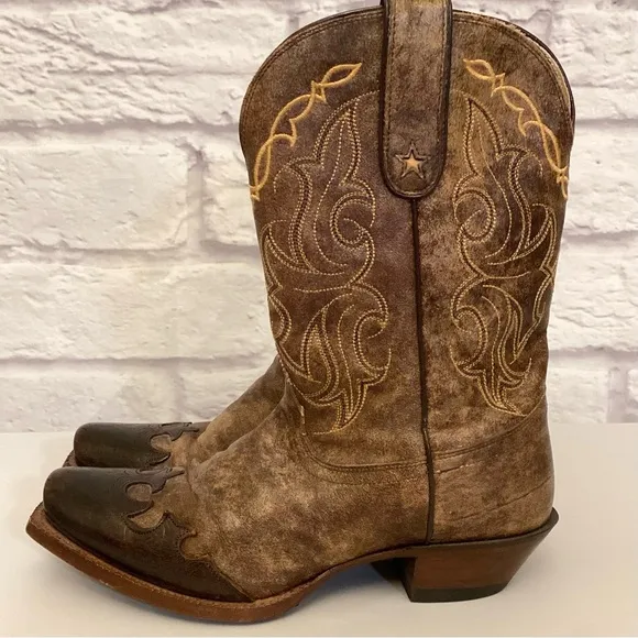 Tony Lama 9B Women’s VF6004 Vaquero Western Boots Leather Wingtip Square Toe