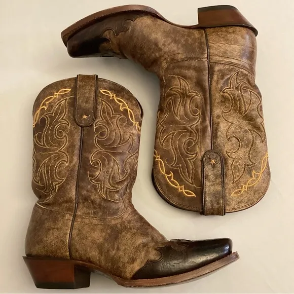 Tony Lama 9B Women’s VF6004 Vaquero Western Boots Leather Wingtip Square Toe