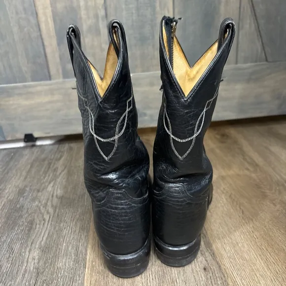 Tony Lama‎ Boots 2205 Black Leather Bullhide Round Toe Western Cowboy Men’s 6.5